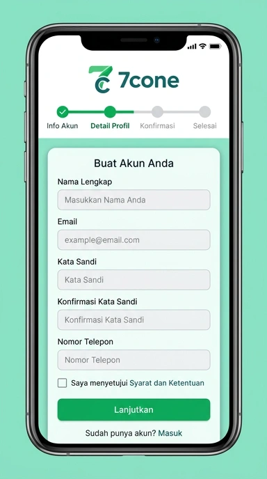 Langkah Mudah Buat Akun Baru di 7cone