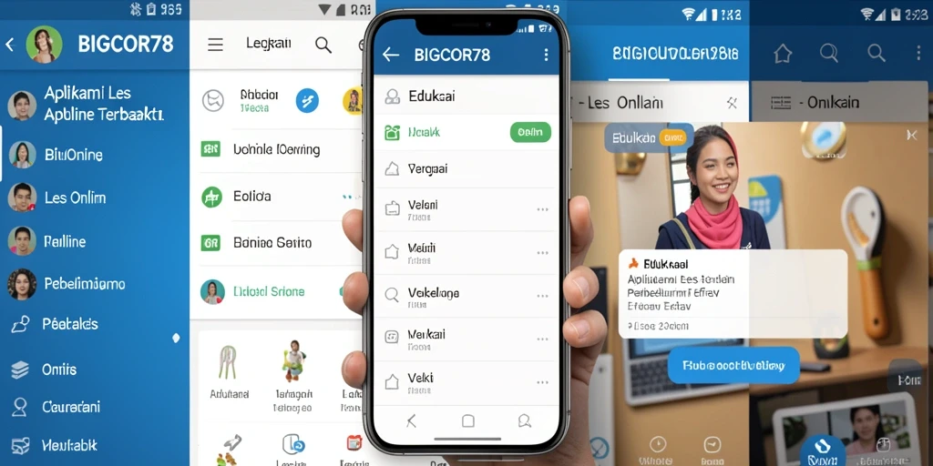 Tampilan antarmuka pengguna aplikasi BIGCOR78 dengan fungsi Les Online.
