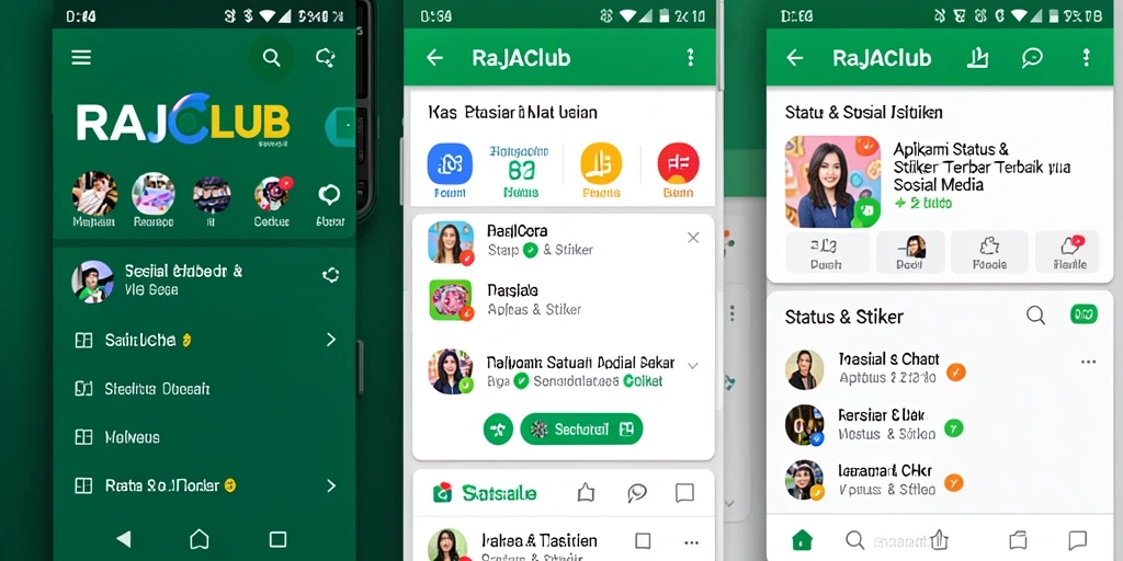 Tampilan antarmuka RAJACLUB yang ramah pengguna dengan berbagai stiker.