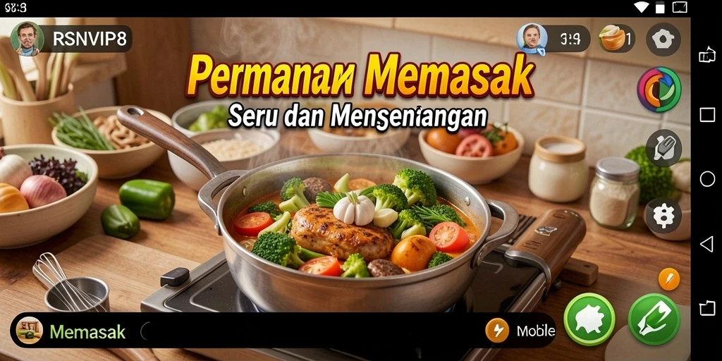 Antarmuka pengguna RSNVIP8 yang menarik dengan berbagai fitur memasak.