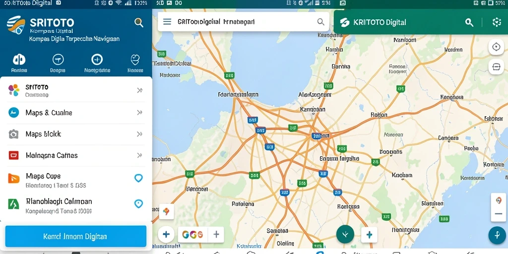 Tampilan antarmuka SRITOTO dengan fungsi kompas digital yang jelas dan informatif.