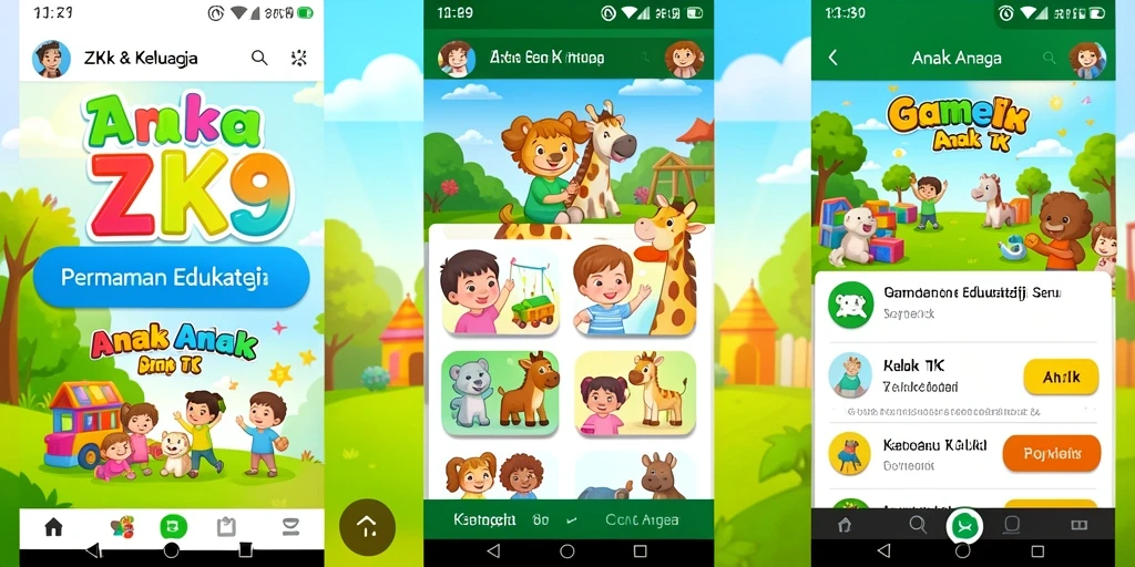 Antarmuka colorful dan menyenangkan dari aplikasi Game Anak TK ZK9.